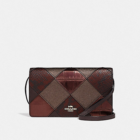 HAYDEN FOLDOVER CROSSBODY CLUTCH WITH PATCHWORK - COACH F38632 - OXBLOOD MULTI/LIGHT GOLD