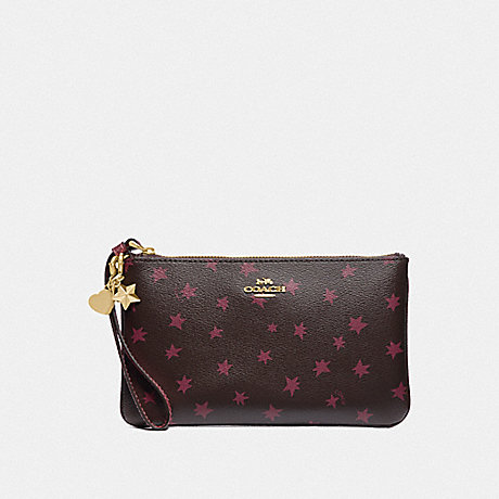 COACH F38647 BOXED LARGE WRISTLET WITH STAR PRINT AND CHARMS BLACK/MULTI/LIGHT GOLD