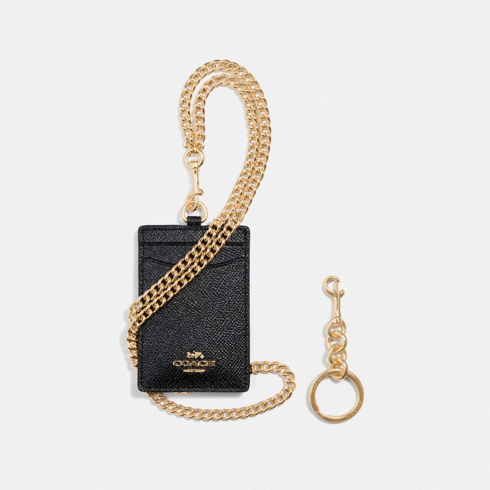 BOXED ID LANYARD SET - COACH F38650 - BLACK/LIGHT GOLD