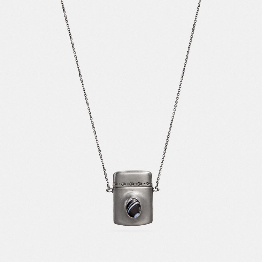 LOCKET NECKLACE - SV/BLACK - COACH F38656