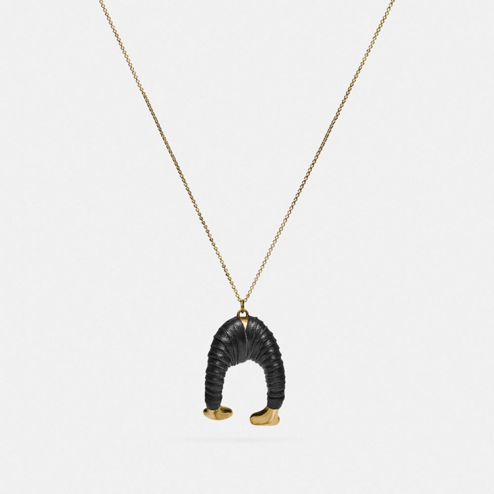SIGNATURE LEATHER WRAPPED NECKLACE - F38664 - GOLD/BLACK