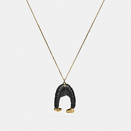 COACH F38664 SIGNATURE LEATHER WRAPPED NECKLACE GOLD/BLACK
