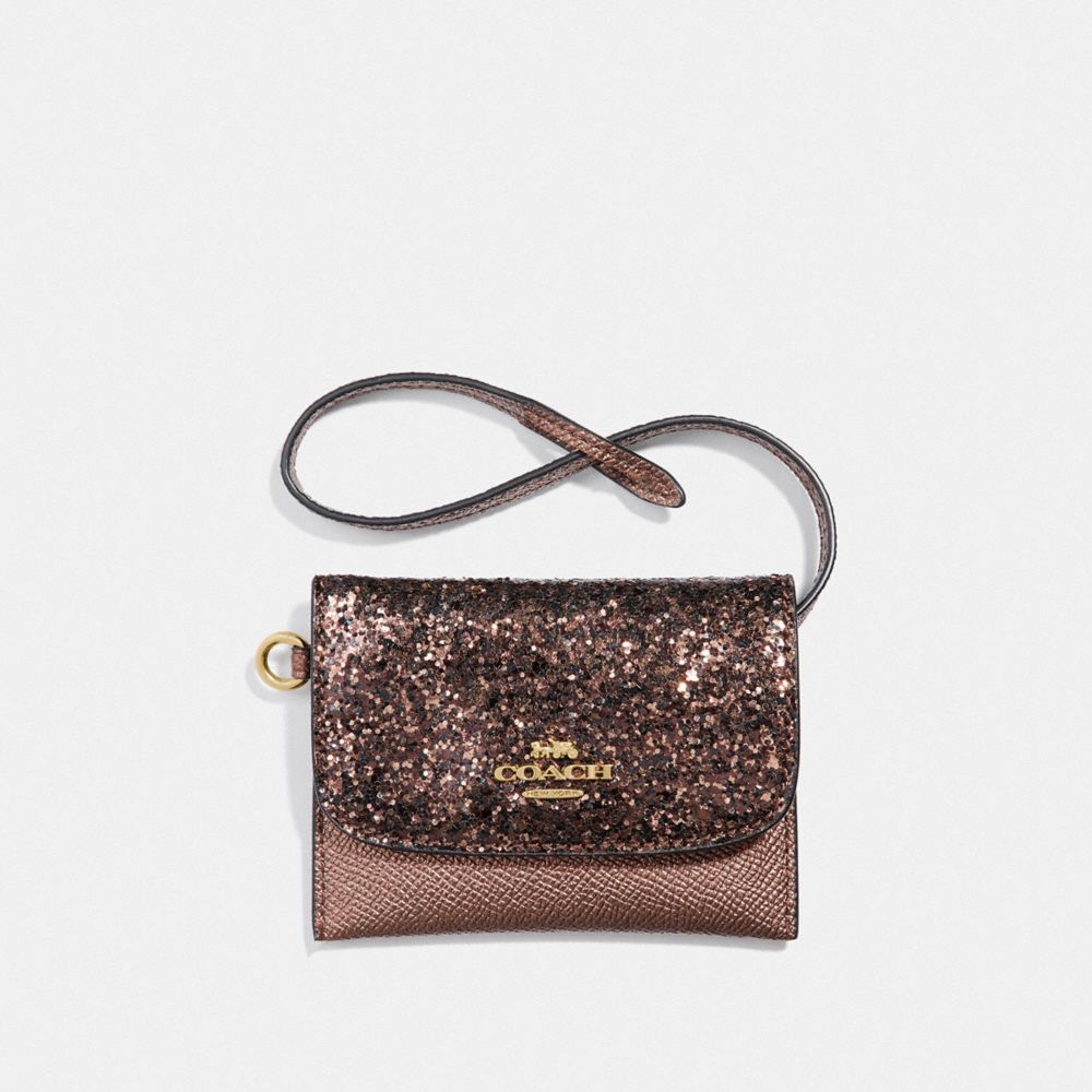 CARD POUCH - COACH F38671 - BRONZE/LIGHT GOLD