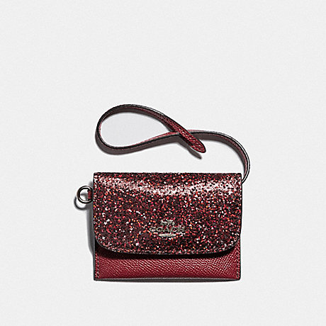 COACH F38671 CARD POUCH RED/SILVER