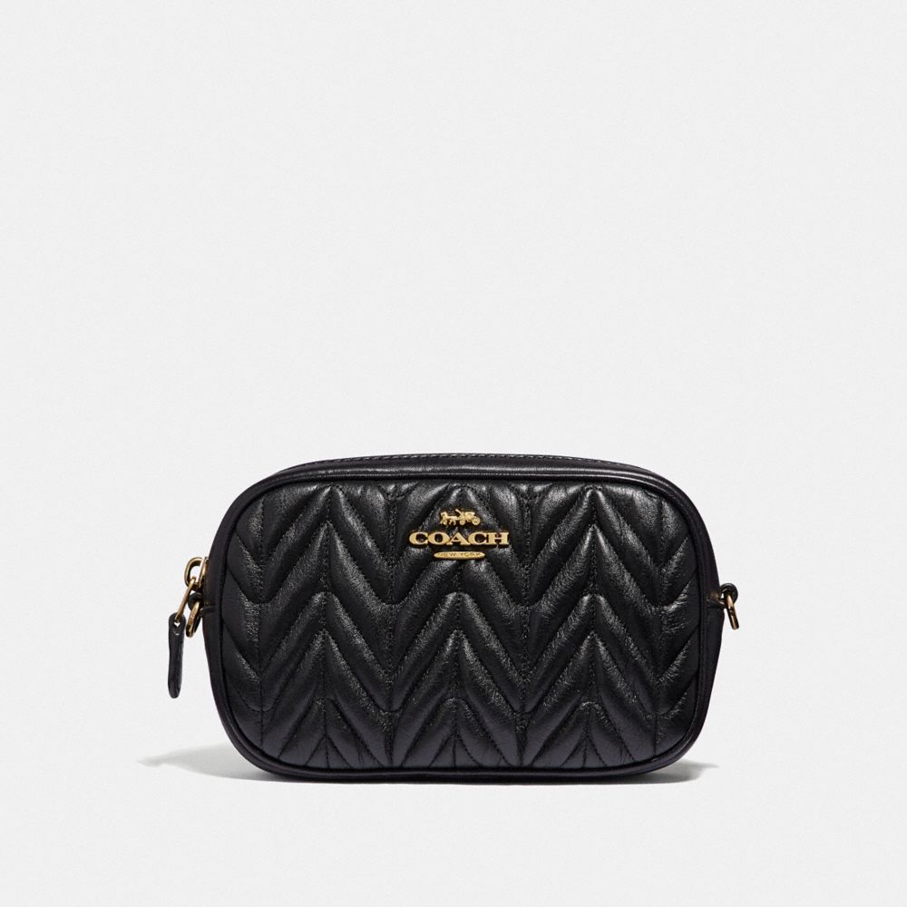 COACH CONVERTIBLE BELT BAG WITH QUILTING - BLACK/GOLD - F38678