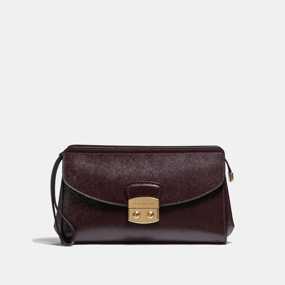 COACH FLAP CLUTCH - OXBLOOD 1/LIGHT GOLD - F38682