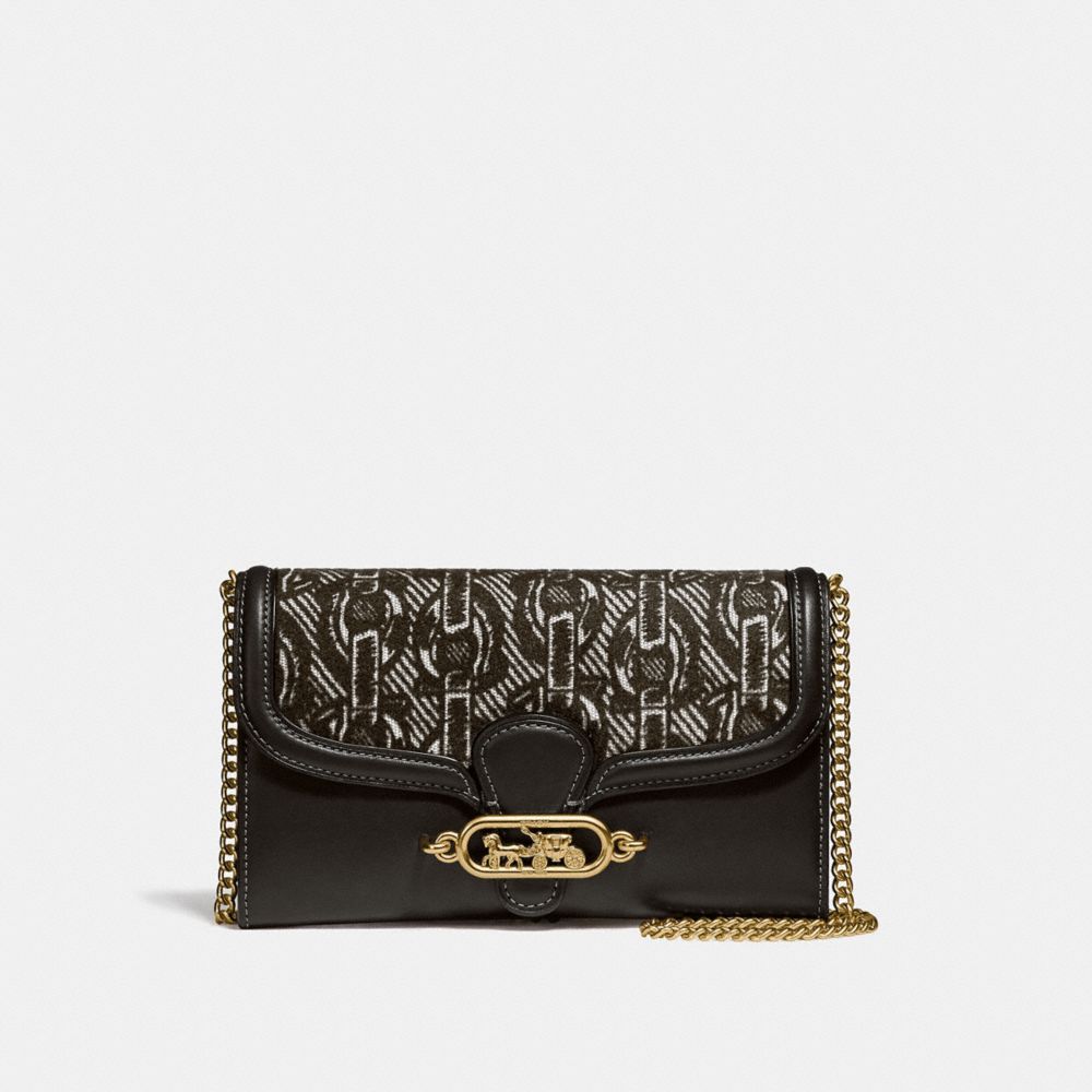 COACH F38685 CHAIN CROSSBODY WITH CHAIN PRINT BLACK/LIGHT-GOLD