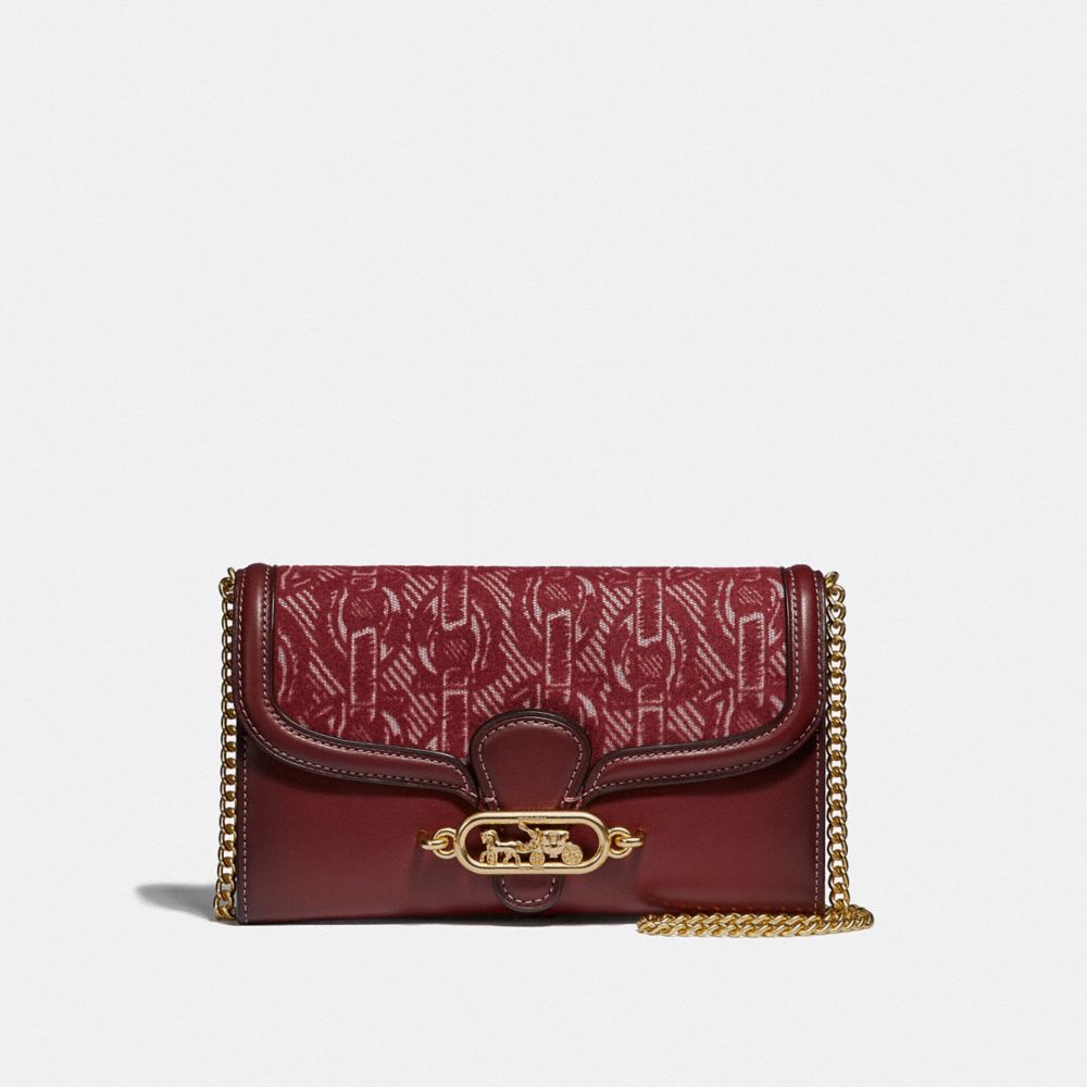 COACH F38685 Chain Crossbody With Chain Print CLARET/LIGHT GOLD