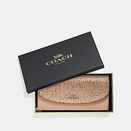 COACH BOXED SLIM ENVELOPE WALLET WITH STAR GLITTER - GOLD/SILVER - F38692