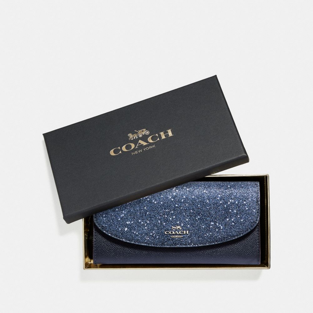 COACH F38692 - BOXED SLIM ENVELOPE WALLET WITH STAR GLITTER MIDNIGHT/SILVER
