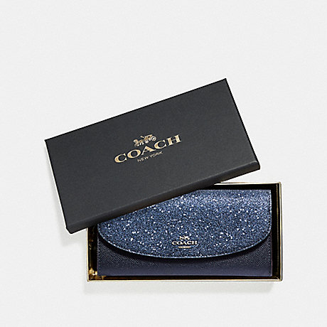 COACH BOXED SLIM ENVELOPE WALLET WITH STAR GLITTER - MIDNIGHT/SILVER - F38692
