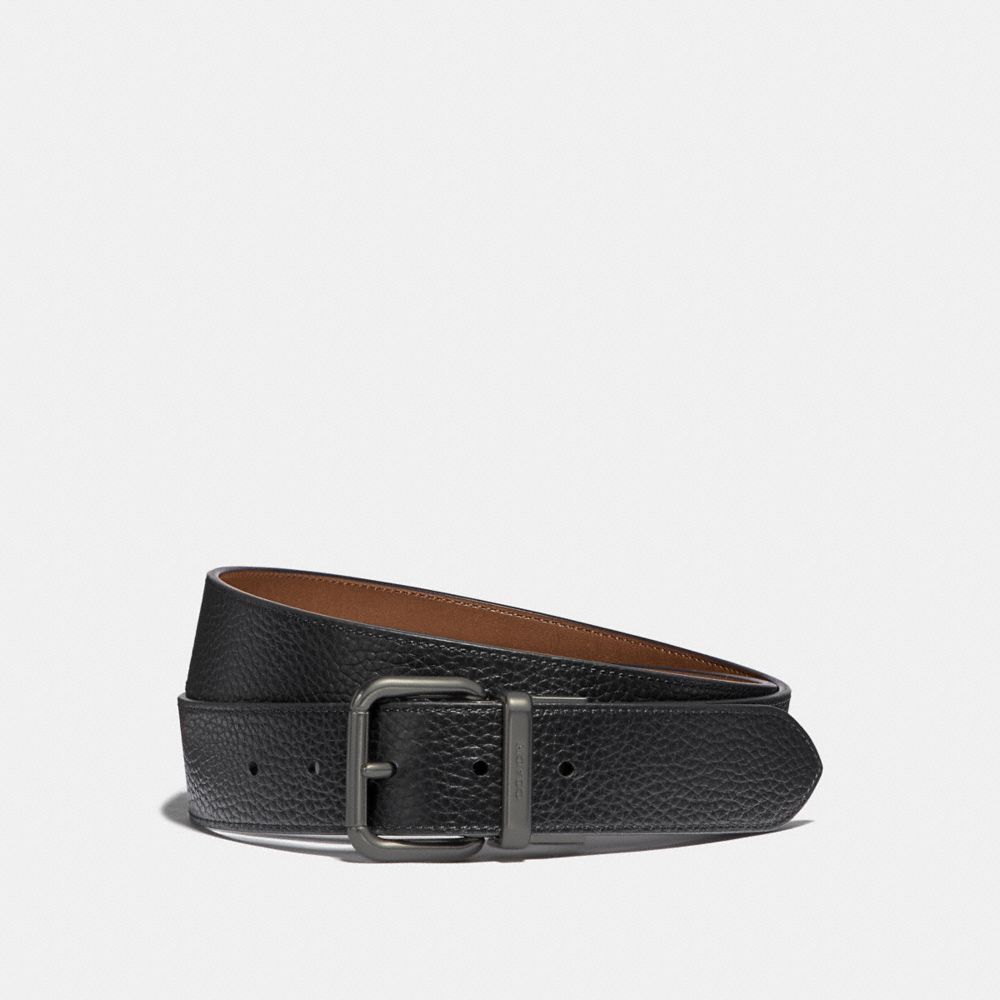 COACH F38727 DAPPED COACH ROLLER CUT-TO-SIZE REVERSIBLE BELT BLACK/SADDLE/OLD BRASS