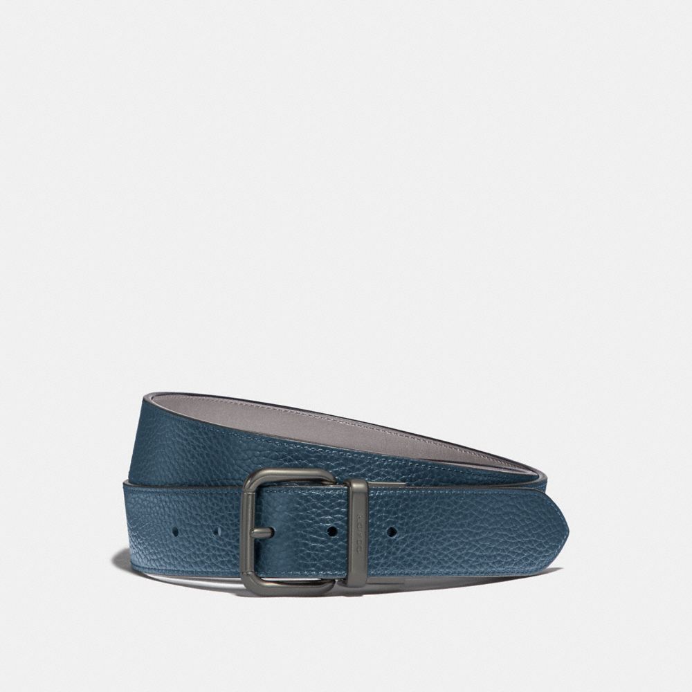 COACH F38727 - DAPPED COACH ROLLER CUT-TO-SIZE REVERSIBLE BELT MINERAL/HEATHER GREY/BLACK ANTIQUE NICKEL