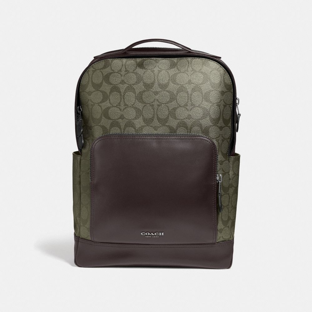 GRAHAM BACKPACK IN SIGNATURE CANVAS - SURPLUS/BLACK ANTIQUE NICKEL - COACH F38755