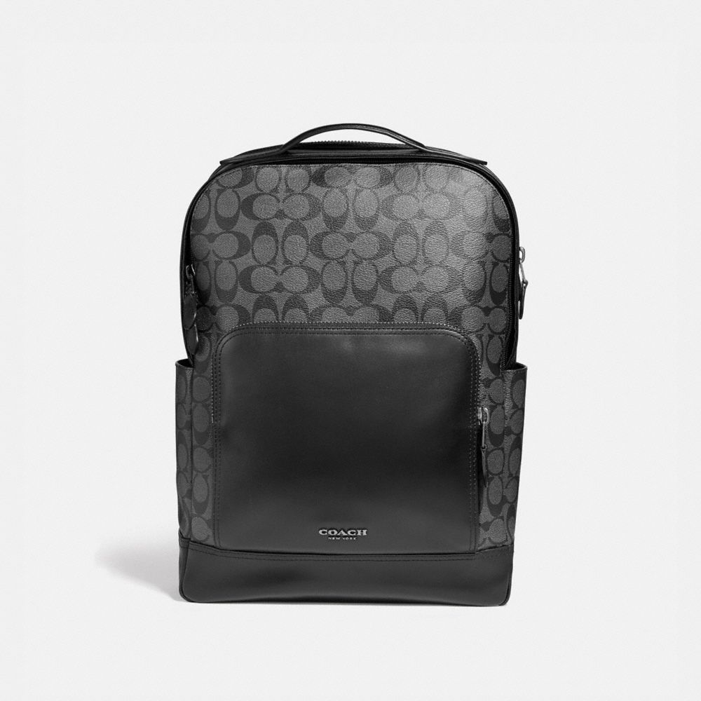 GRAHAM BACKPACK IN SIGNATURE CANVAS - CHARCOAL/BLACK/BLACK ANTIQUE NICKEL - COACH F38755