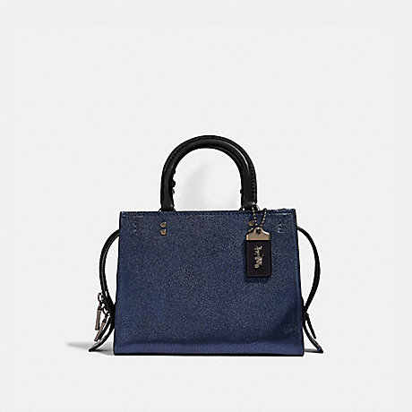 COACH F38823 ROGUE 25 WITH SNAKESKIN DETAIL METALLIC-BLUE/PEWTER