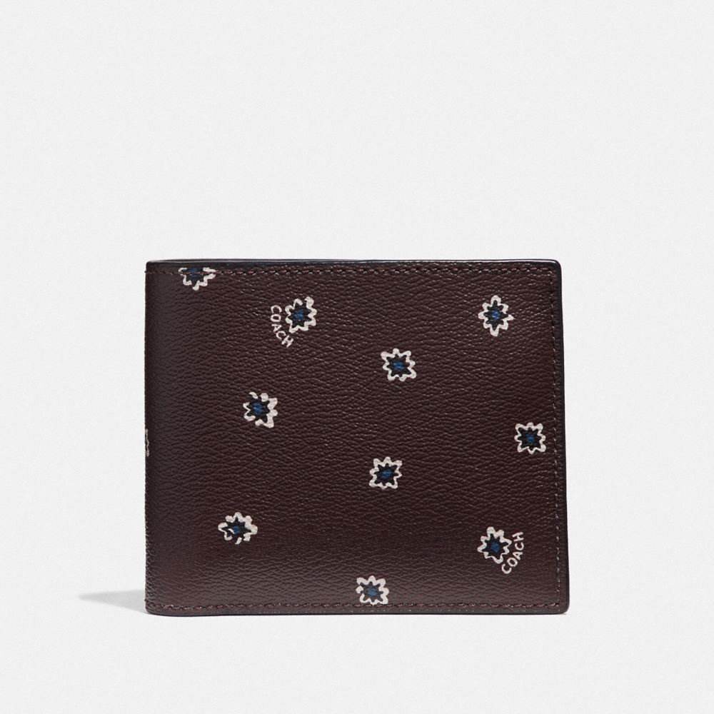 3-IN-1 WALLET WITH SPIKY DIAMOND PRINT - COACH F38835 - OXBLOOD MULTI/BLACK ANTIQUE NICKEL