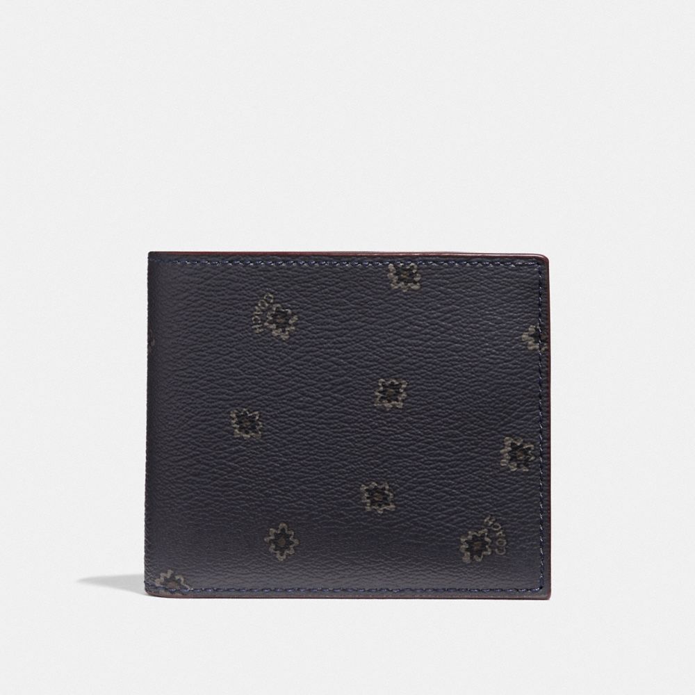 3-IN-1 WALLET WITH SPIKY DIAMOND PRINT - MIDNIGHT NAVY MULTI/BLACK ANTIQUE NICKEL - COACH F38835