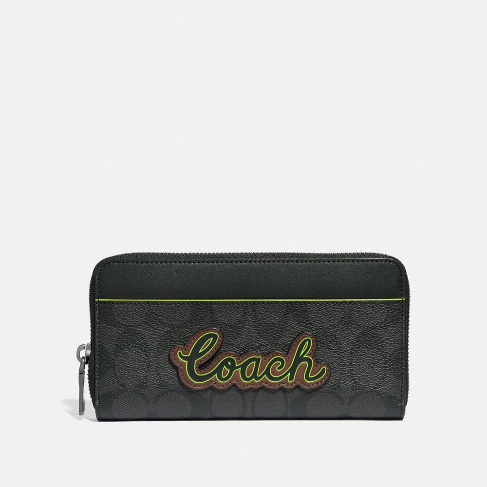 ACCORDION WALLET IN SIGNATURE CANVAS WITH COACH SCRIPT - BLACK/BLACK MULTI/BLACK ANTIQUE NICKEL - COACH F38852