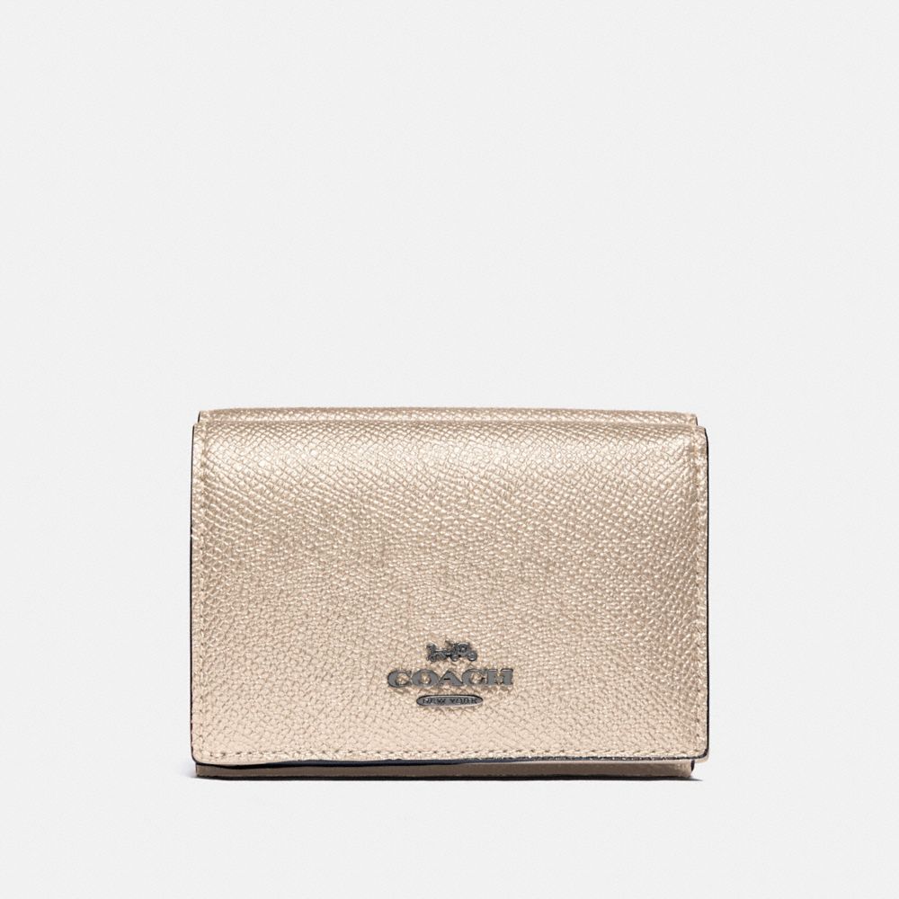 COACH SMALL FLAP WALLET IN COLORBLOCK - PLATINUM MULTI/GUNMETAL - F38871