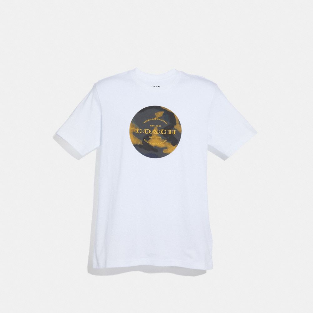 COACH F38885 Mixed Camo T-shirt WHITE/GREY/FLAX