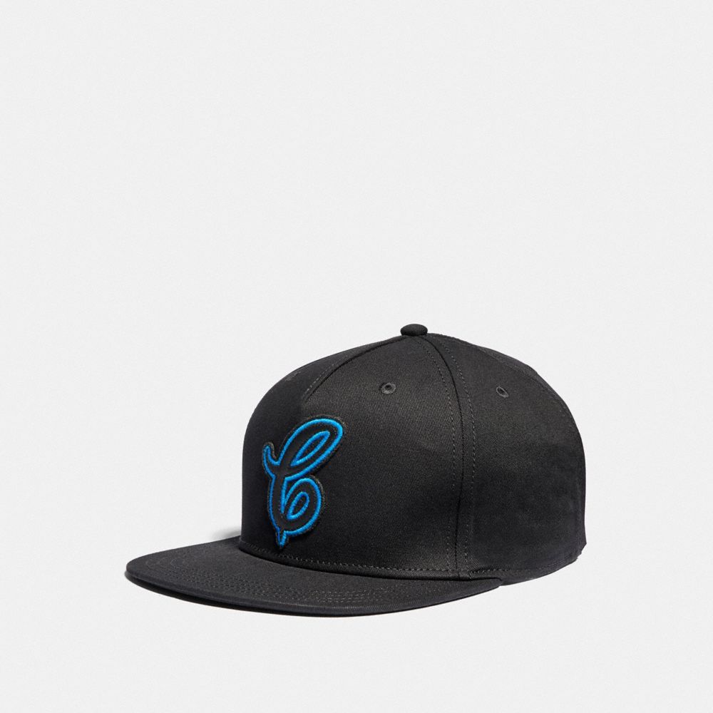 COACH NEON FLAT BRIM HAT - BLACK/NEON BLUE - F38892