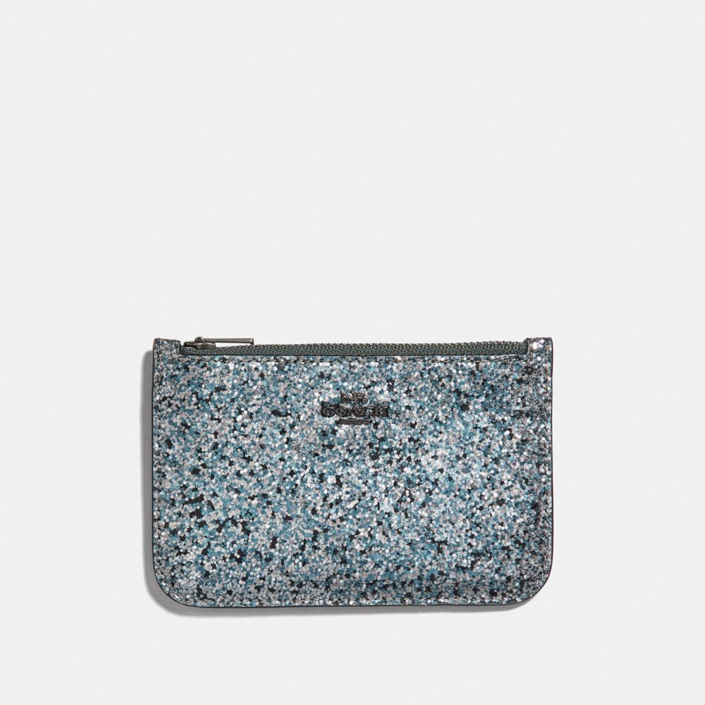 COACH ZIP CARD CASE - METALLIC GRAPHITE/GUNMETAL - F38921