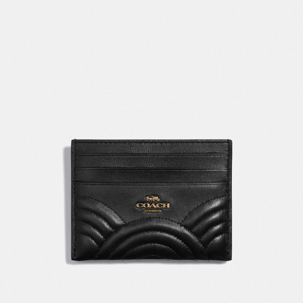 CARD CASE WITH DECO QUILTING - B4/BLACK - COACH F38928