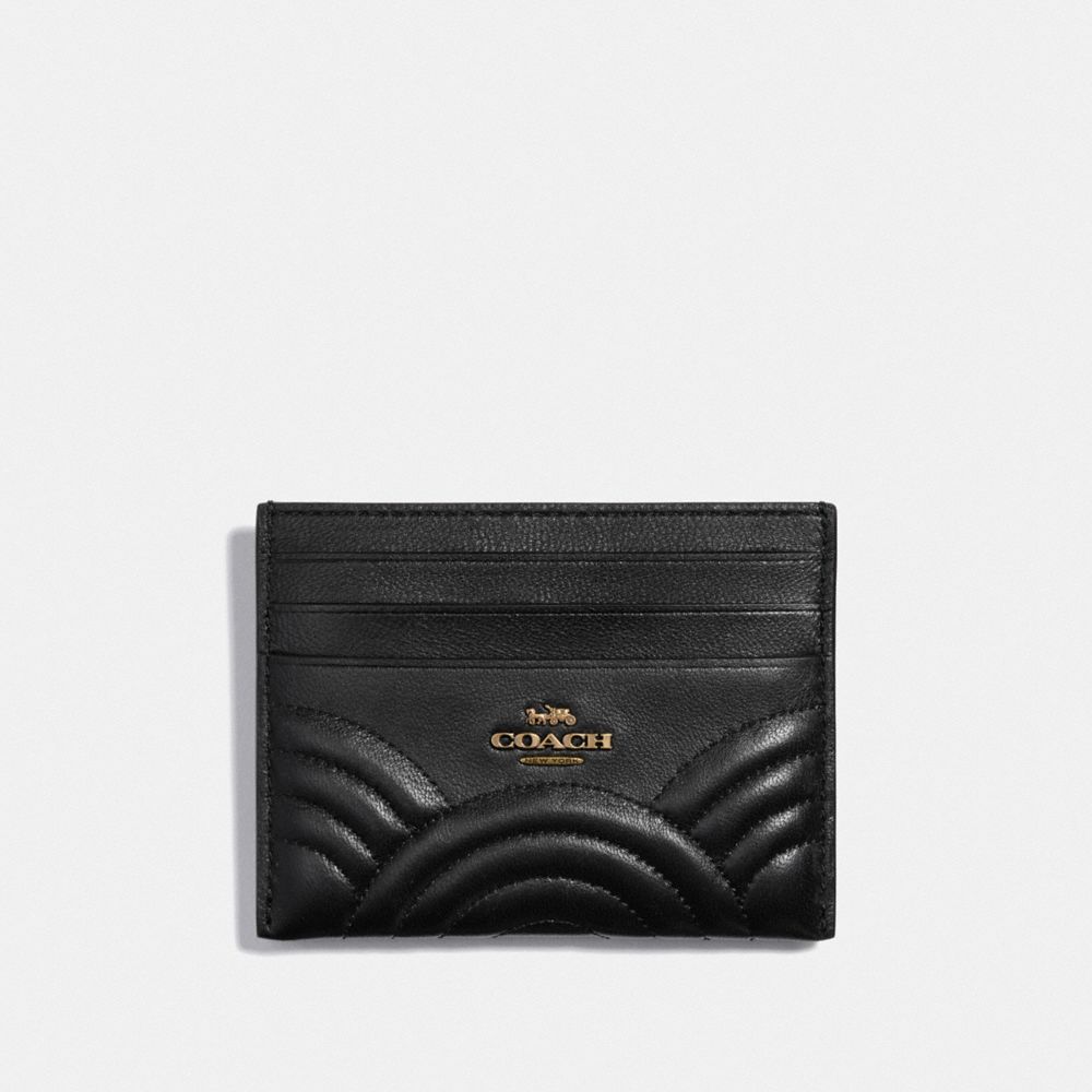 COACH F38928 Card Case With Deco Quilting B4/BLACK