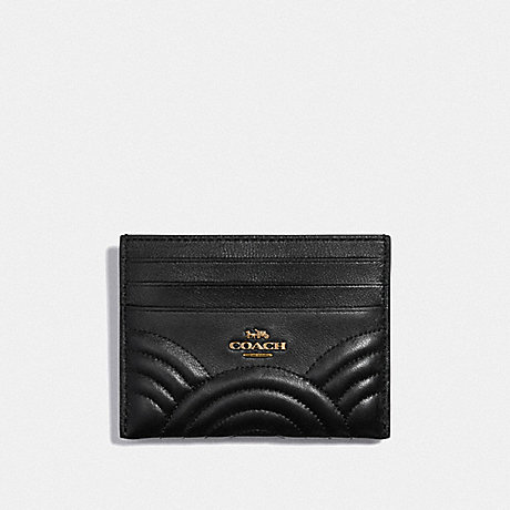 COACH CARD CASE WITH DECO QUILTING - B4/BLACK - F38928