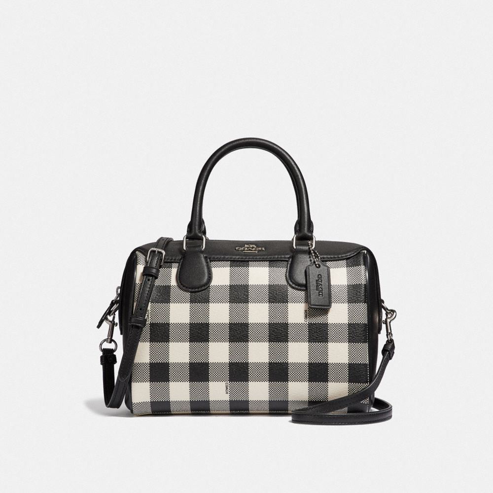 COACH MINI BENNETT SATCHEL WITH GINGHAM PRINT - BLACK/MULTI/SILVER - F38948