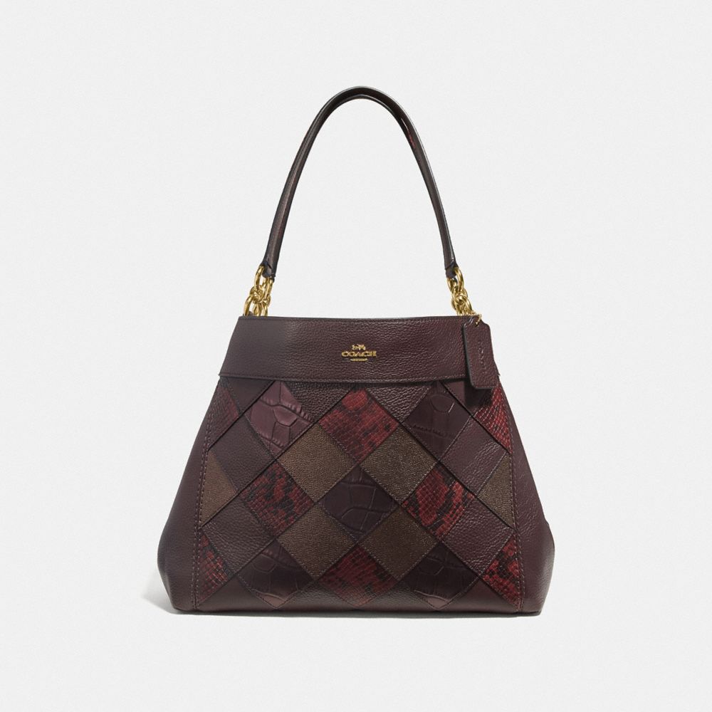 COACH F38959 - LEXY SHOULDER BAG WITH PATCHWORK OXBLOOD MULTI/LIGHT GOLD