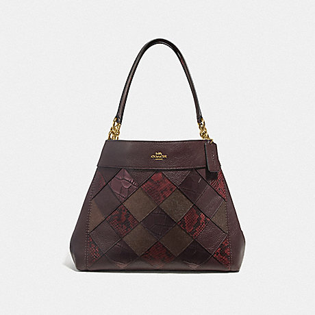 COACH F38959 LEXY SHOULDER BAG WITH PATCHWORK OXBLOOD-MULTI/LIGHT-GOLD