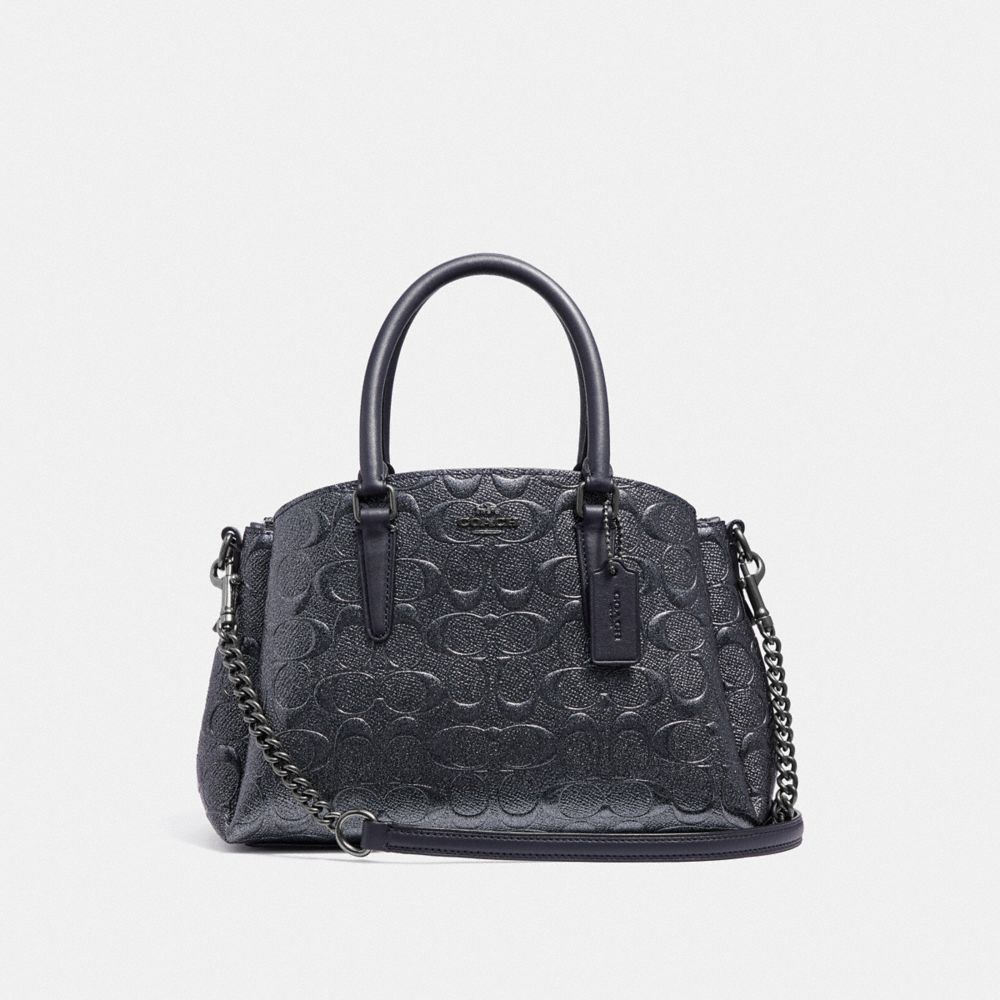 COACH MINI SAGE CARRYALL IN SIGNATURE LEATHER - CHARCOAL/BLACK ANTIQUE NICKEL - F38961
