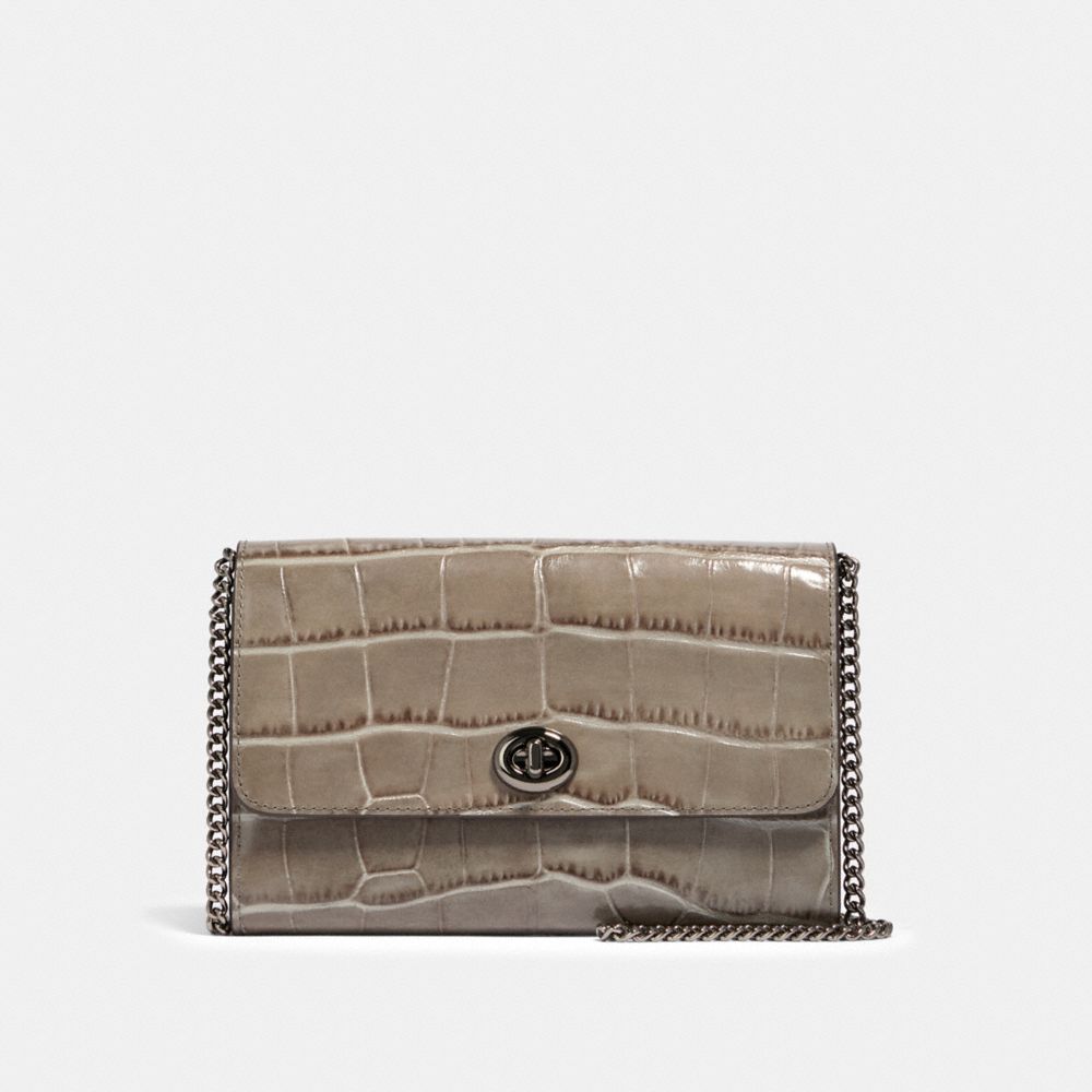 COACH F38969 MARLOW TURNLOCK CHAIN CROSSBODY GM/HEATHER GREY