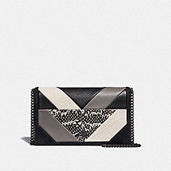 CALLIE FOLDOVER CHAIN CLUTCH WITH PATCHWORK AND SNAKESKIN DETAIL - F38975 - V5/BLACK MULTI