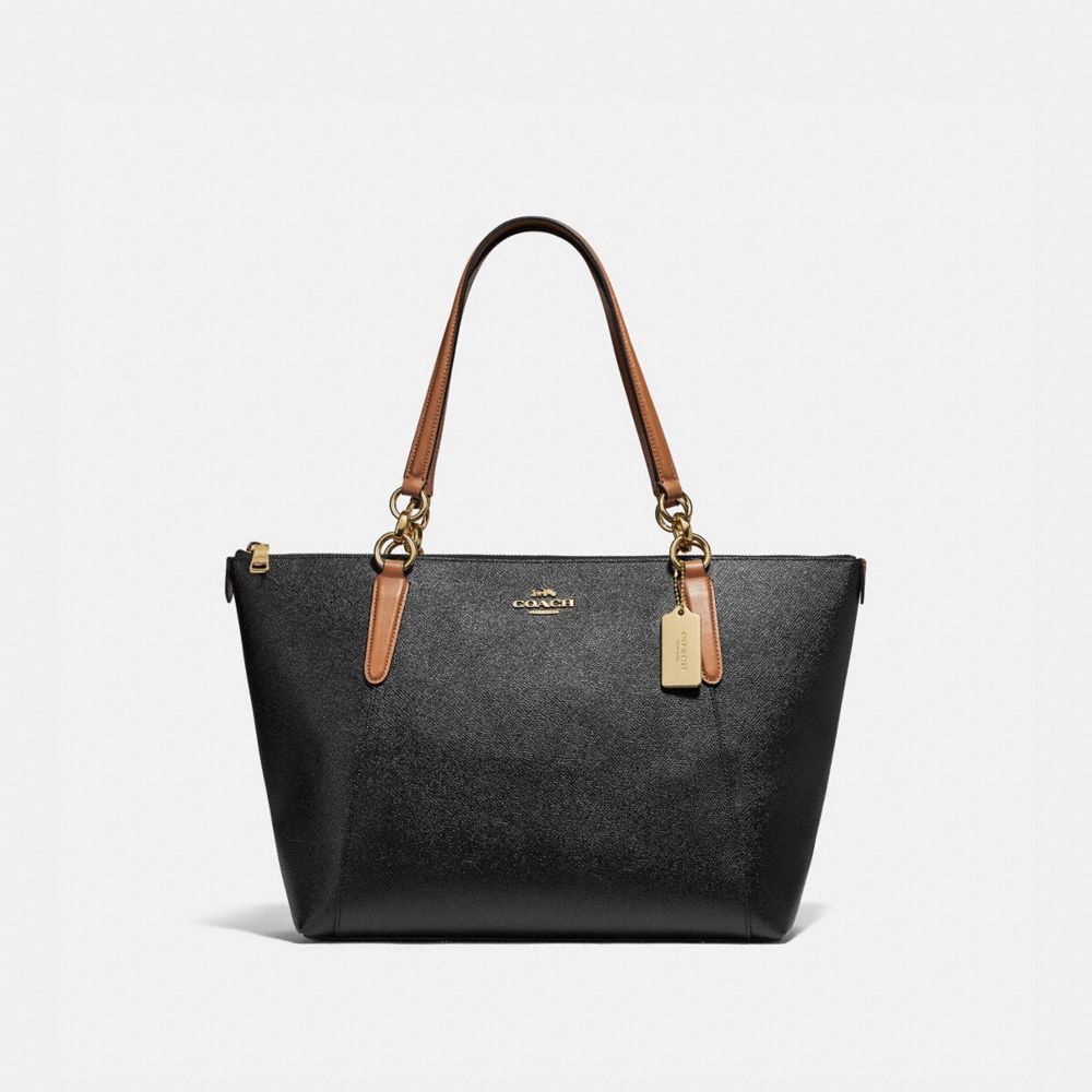 COACH F38988 Ava Tote BLACK/SADDLE/LIGHT GOLD