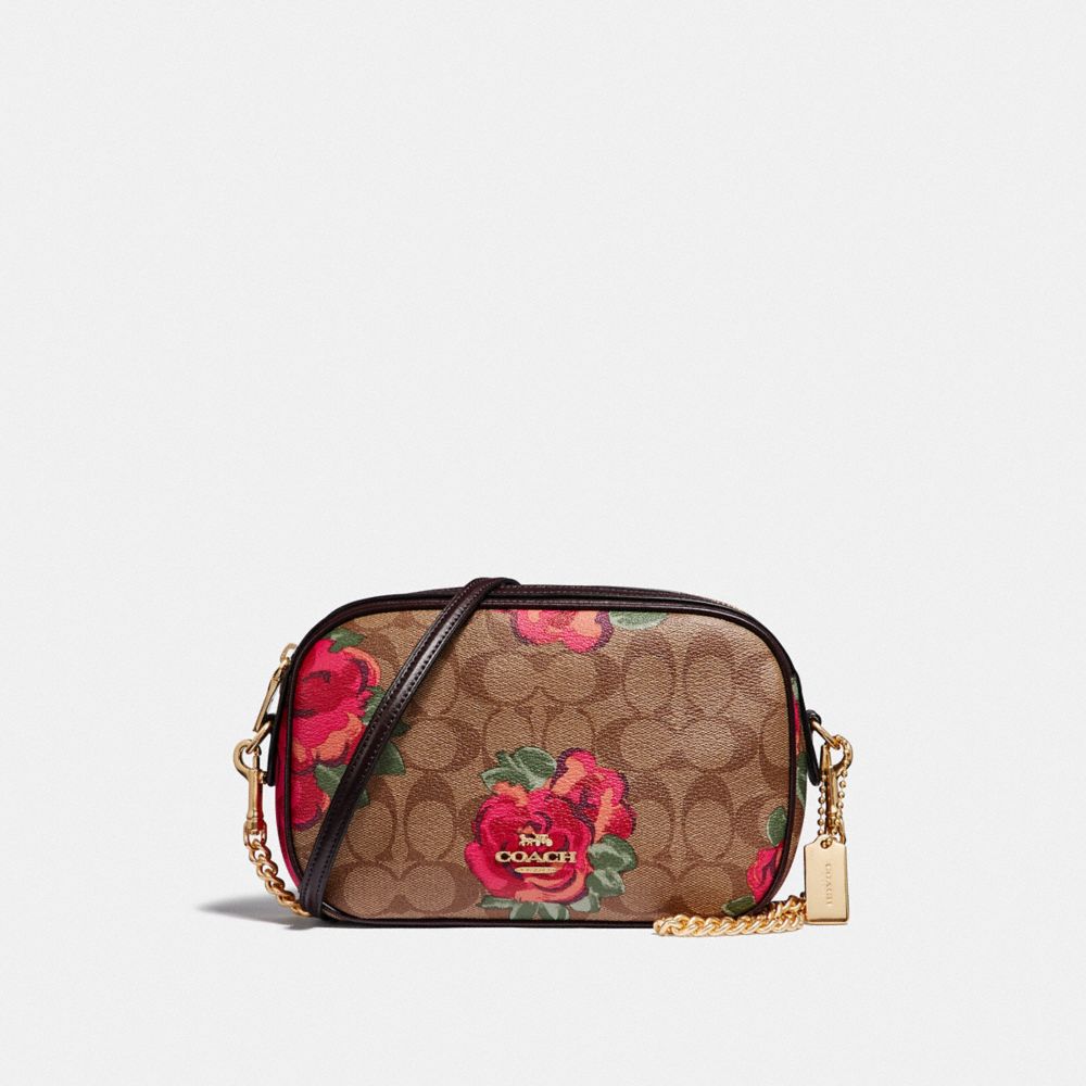 COACH F38997 - ISLA CHAIN CROSSBODY IN SIGNATURE CANVAS WITH JUMBO FLORAL PRINT KHAKI/OXBLOOD MULTI/LIGHT GOLD