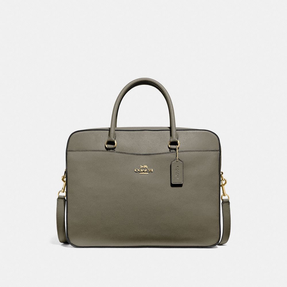 COACH LAPTOP BAG - MILITARY GREEN/GOLD - F39022