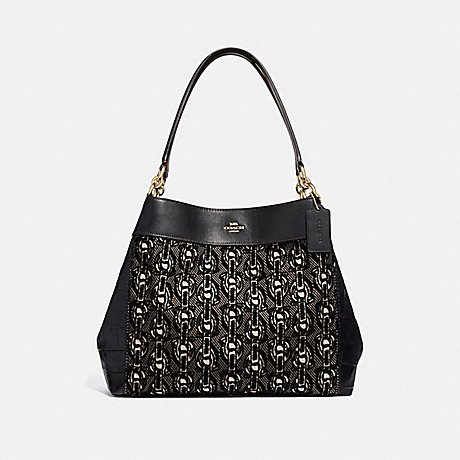 COACH F39024 LEXY SHOULDER BAG WITH CHAIN PRINT BLACK/LIGHT-GOLD