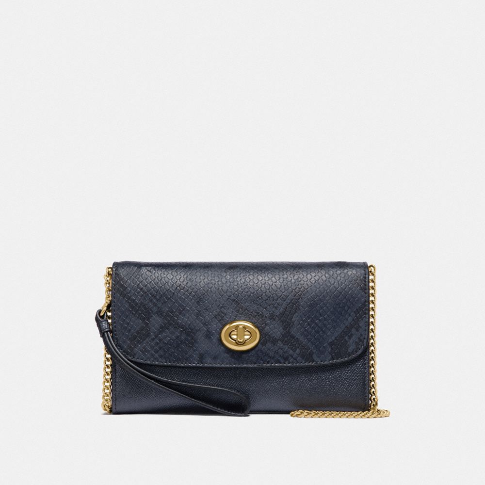 CHAIN CROSSBODY - F39026 - METALLIC DENIM/LIGHT GOLD