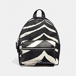 COACH F39033 - MINI CHARLIE BACKPACK WITH ZEBRA PRINT BLACK CHALK/SILVER