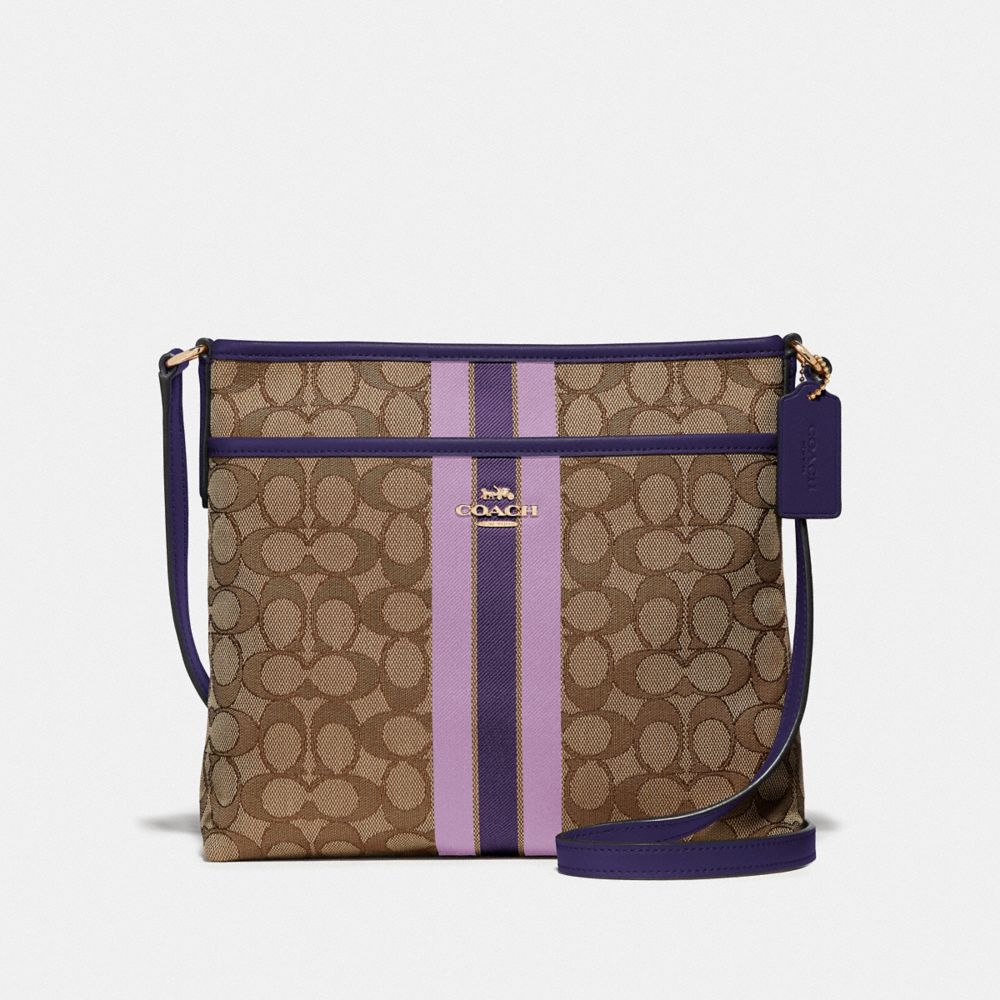 COACH F39041 - FILE CROSSBODY IN SIGNATURE JACQUARD WITH STRIPE IM/PURPLE MULTI