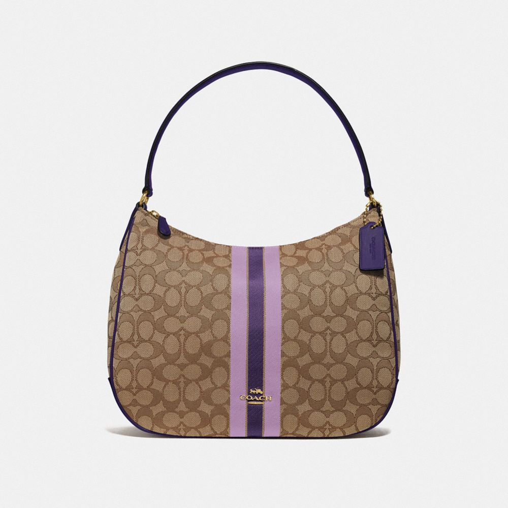 COACH F39042IMPUP Zip Shoulder Bag In Signature Jacquard With Stripe IM/PURPLE MULTI