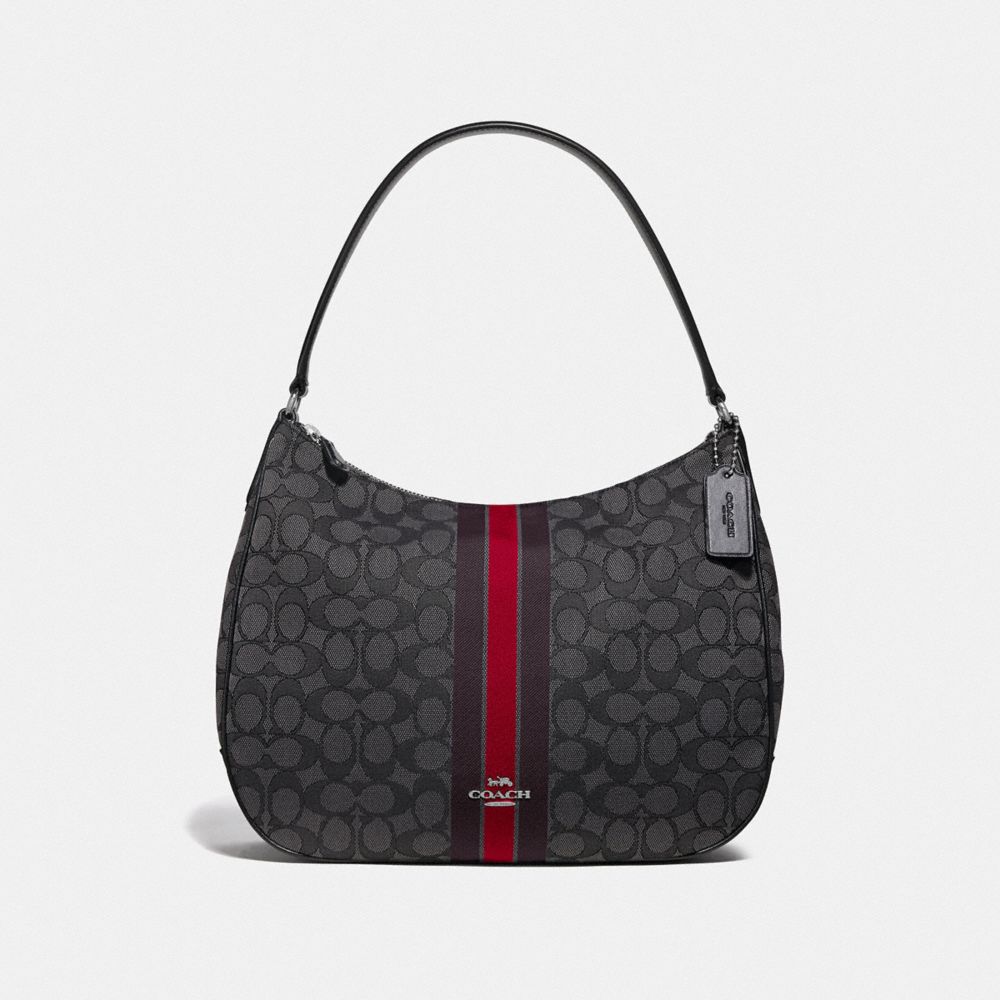 COACH F39042SVREM - ZIP SHOULDER BAG IN SIGNATURE JACQUARD WITH STRIPE SV/RED MULTI