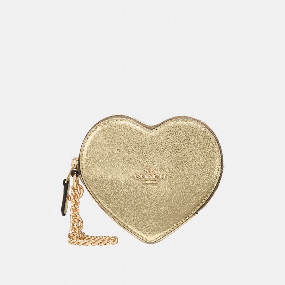 COACH F39068 Heart Coin Case WHITE GOLD/LIGHT GOLD