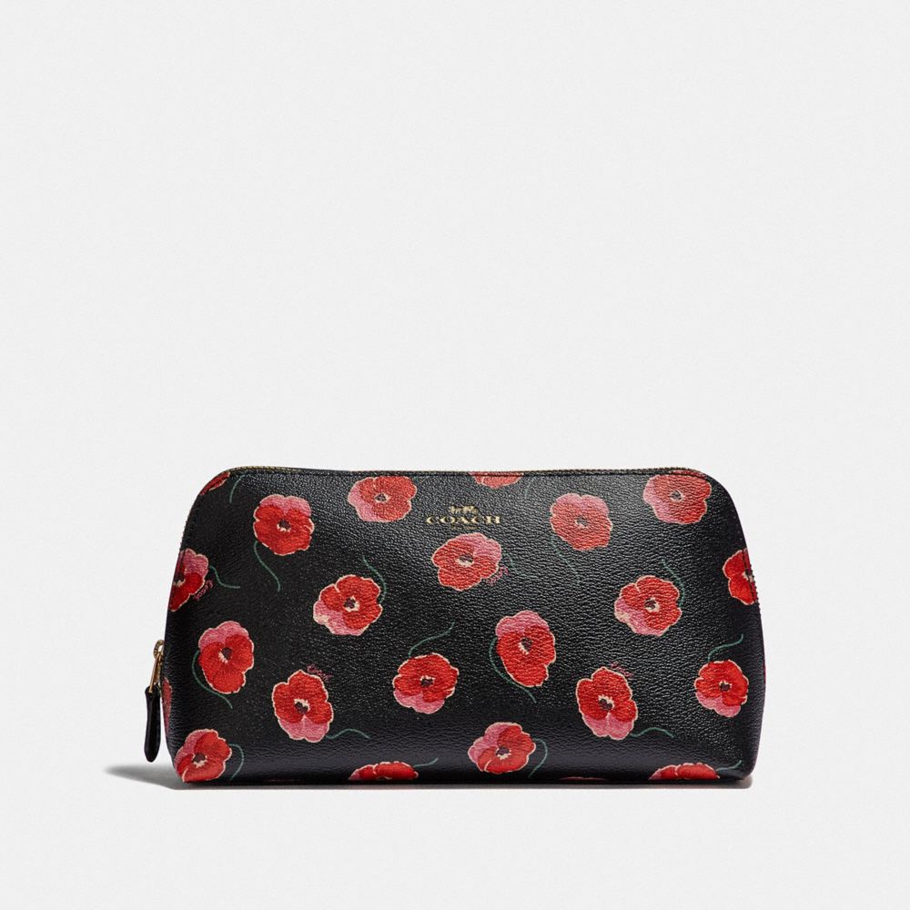 COSMETIC CASE 22 WITH POPPY PRINT - F39076 - BLACK/MULTI/LIGHT GOLD