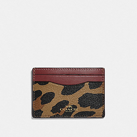 COACH F39080 CARD CASE WITH LEOPARD PRINT NATURAL/LIGHT GOLD