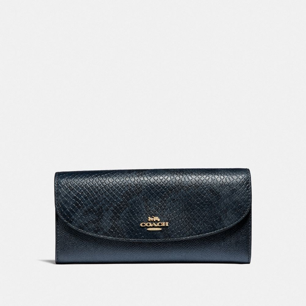 SLIM ENVELOPE WALLET - F39083 - METALLIC DENIM/LIGHT GOLD