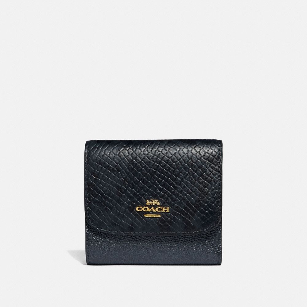 SMALL WALLET - COACH F39084 - METALLIC DENIM/LIGHT GOLD